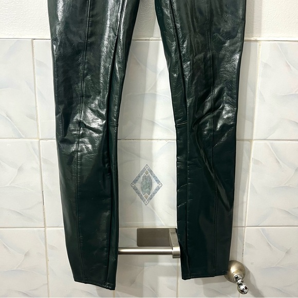 Spanx Faux Leather Patent Compression Liquid Gloss Leggings Green XS Baddie Punk - Picture 4 of 9